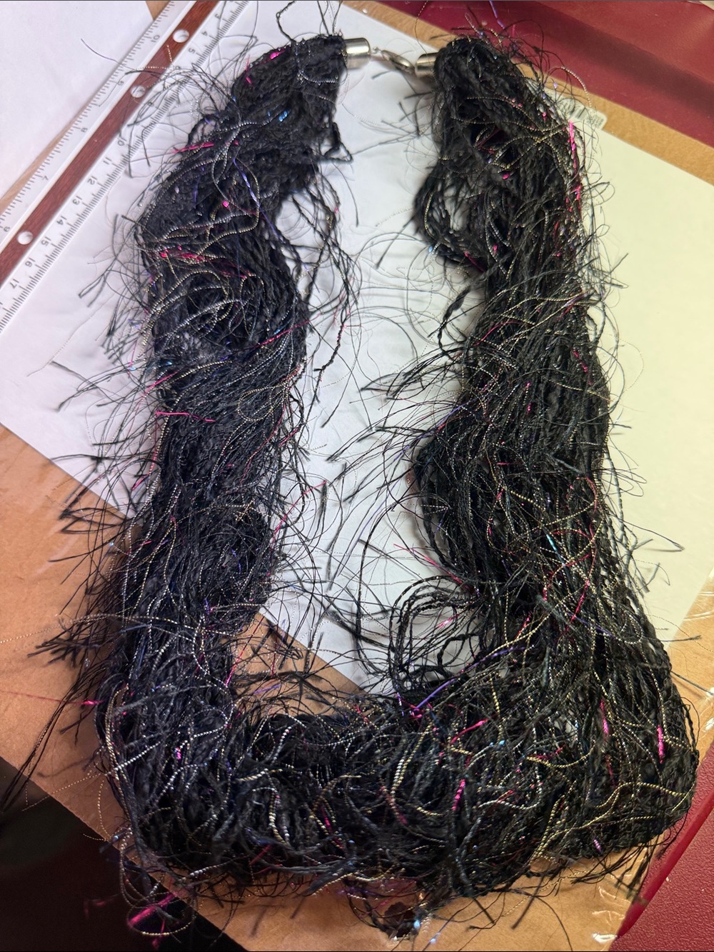 Vintage Black Multi‑Strand Metallic color Thread Fringe Necklace